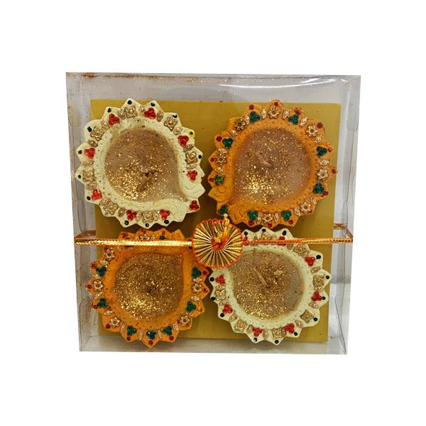 Diya with Wax Gold 4PC